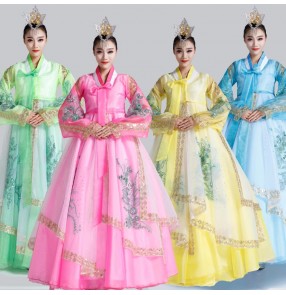 Korean traditional Hanbok dresses for woman Big swing skirt Female adult korean minority national singers performance costume Dai Changjin cosplay gown